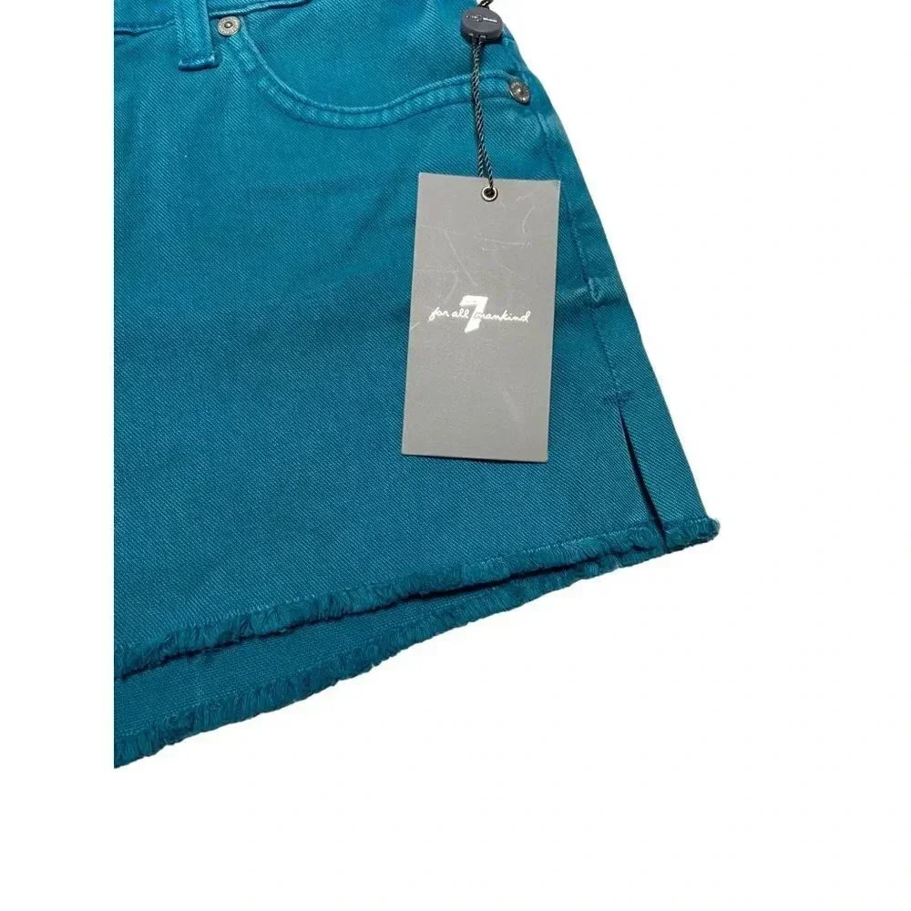 NWT 7 For All Mankind Teal Denim Cur Off Shorts-sz 26